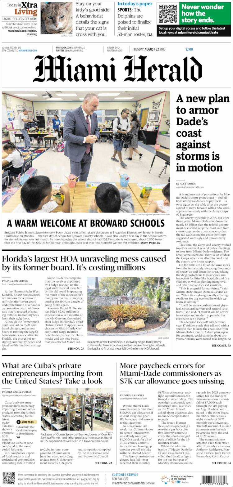 Portada de Miami Herald (USA)