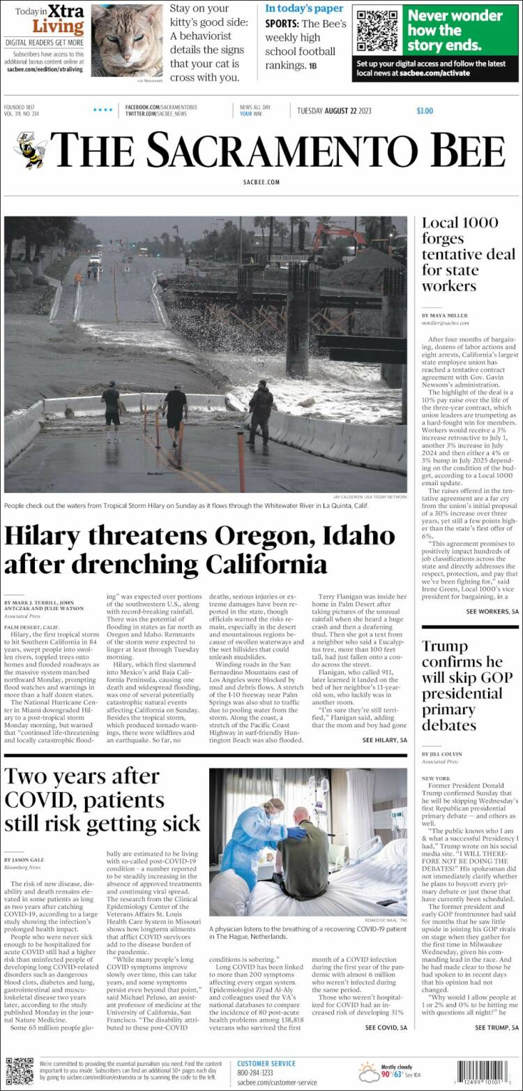 Portada de The Sacramento Bee (USA)