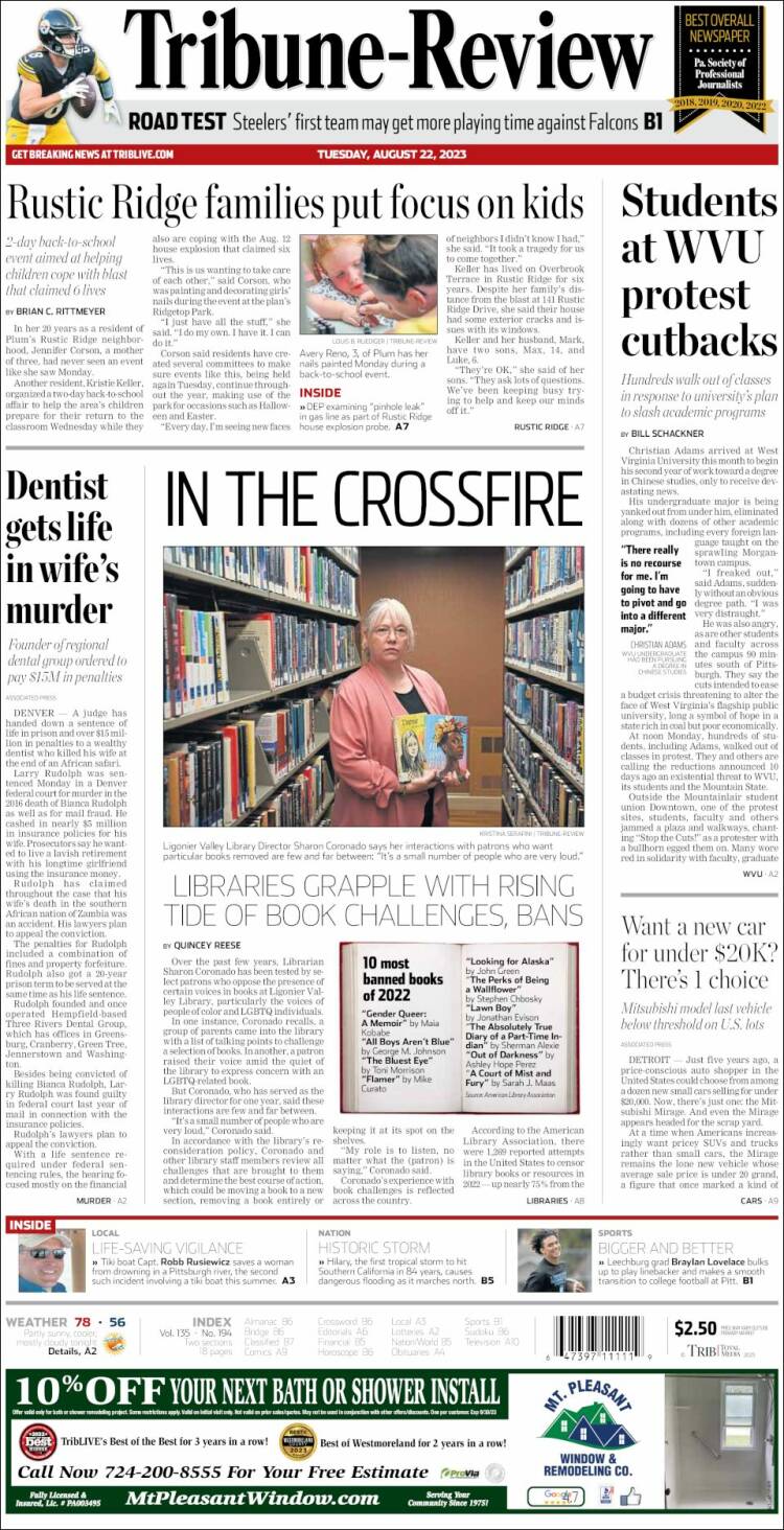Portada de Tribune-Review (USA)