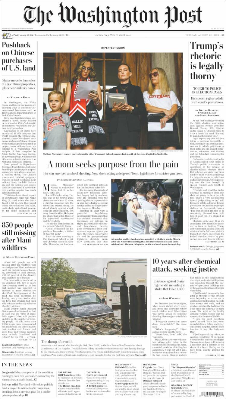 Portada de The Washington Post (USA)