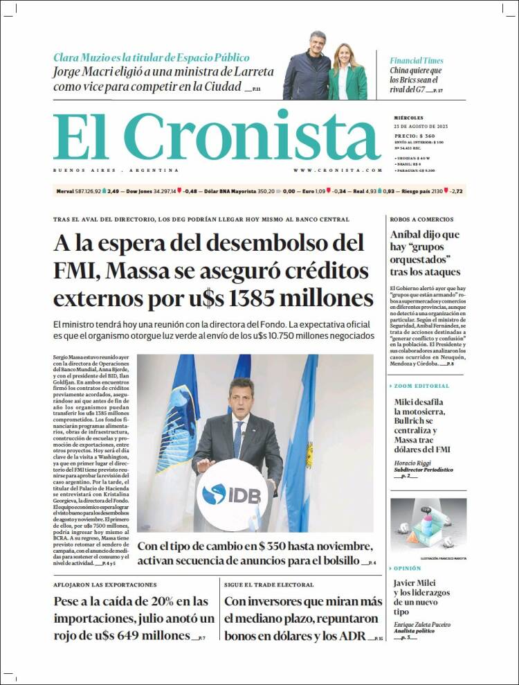 Portada de El Cronista Comercial (Argentina)