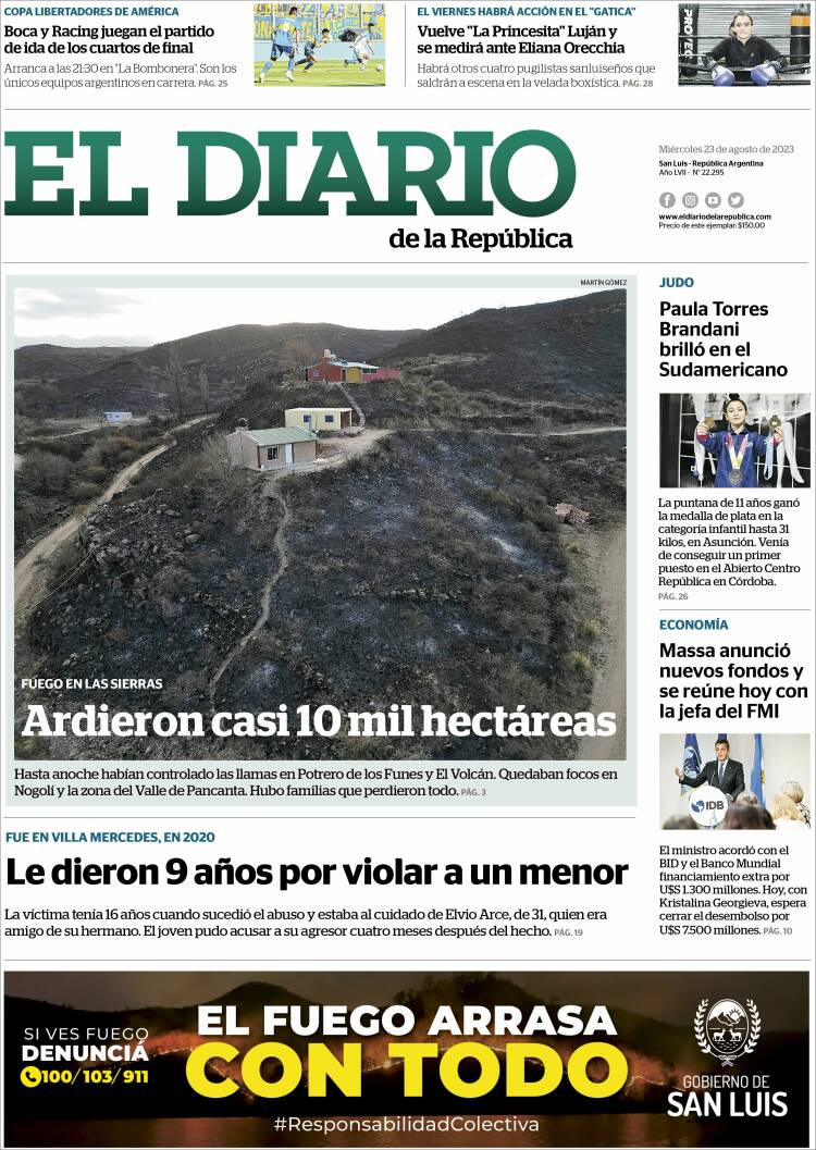Portada de Diario de la República (Argentina)