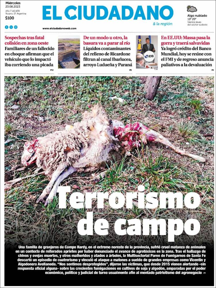 Portada de Diario El Ciudadano (Argentina)