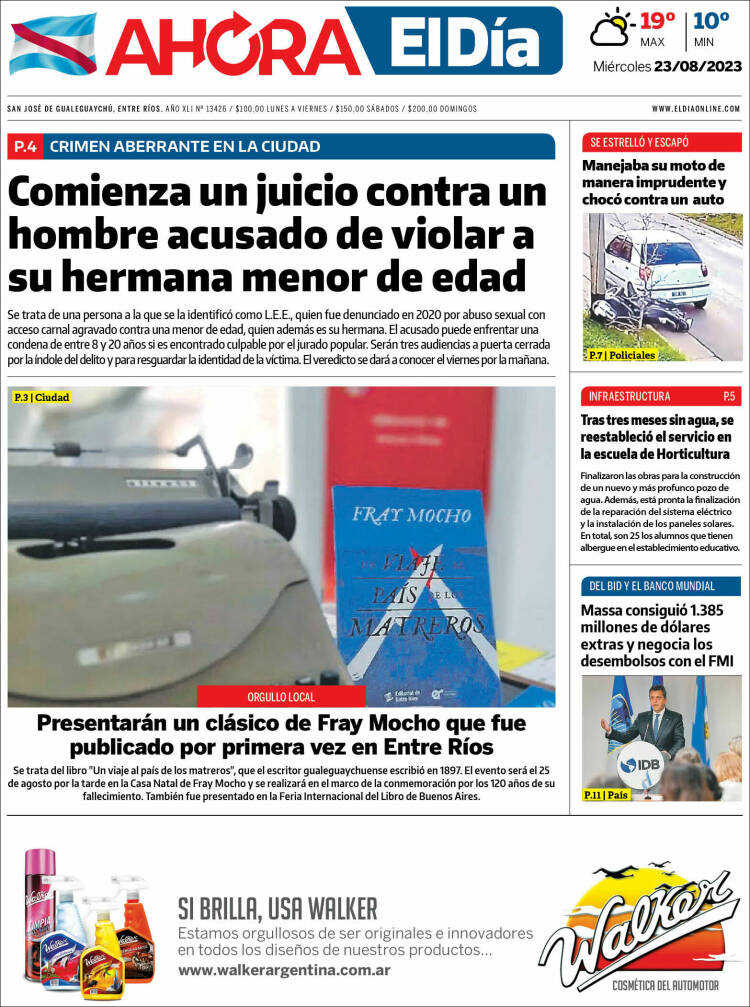 Portada de El Día de Gualeguaychú (Argentina)
