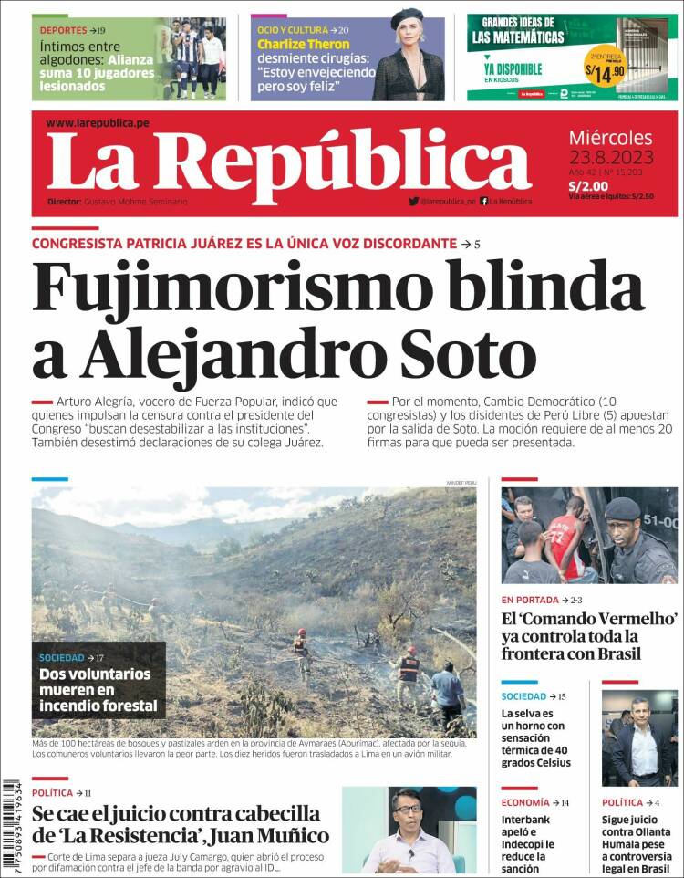 Portada de La Republica (Perú)
