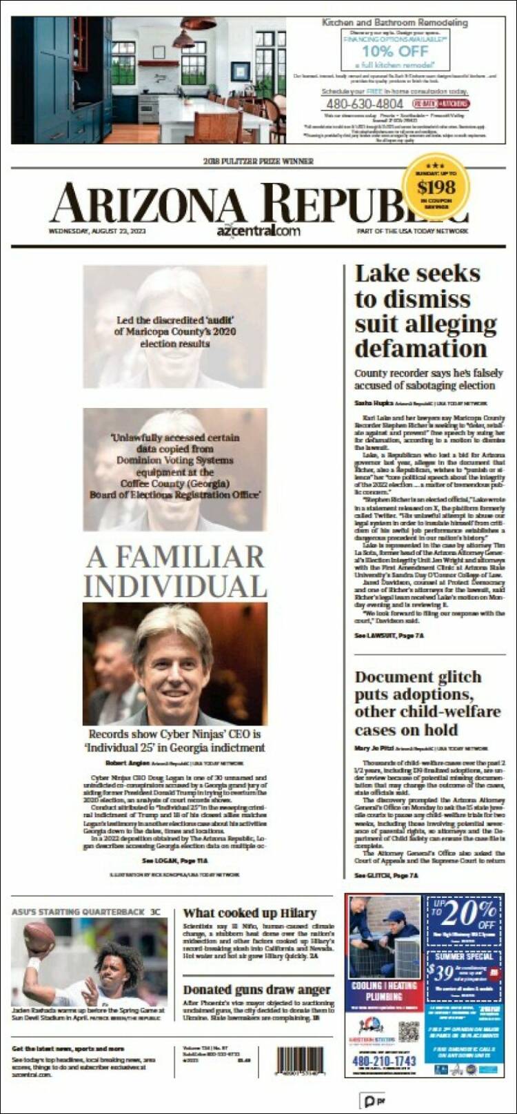 Portada de Arizona Republic News (USA)