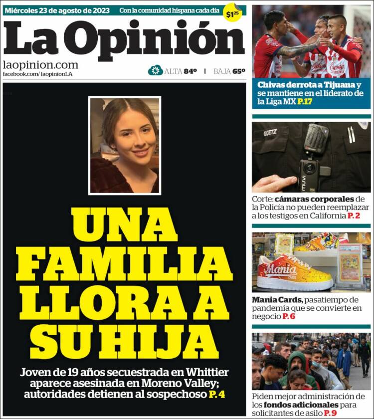 Portada de La Opinión (USA)