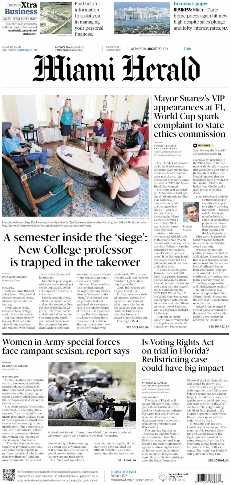 Portada de Miami Herald (USA)