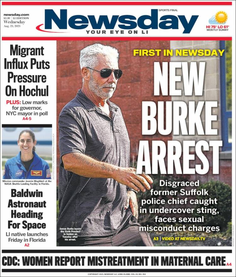 Portada de Newsday (USA)