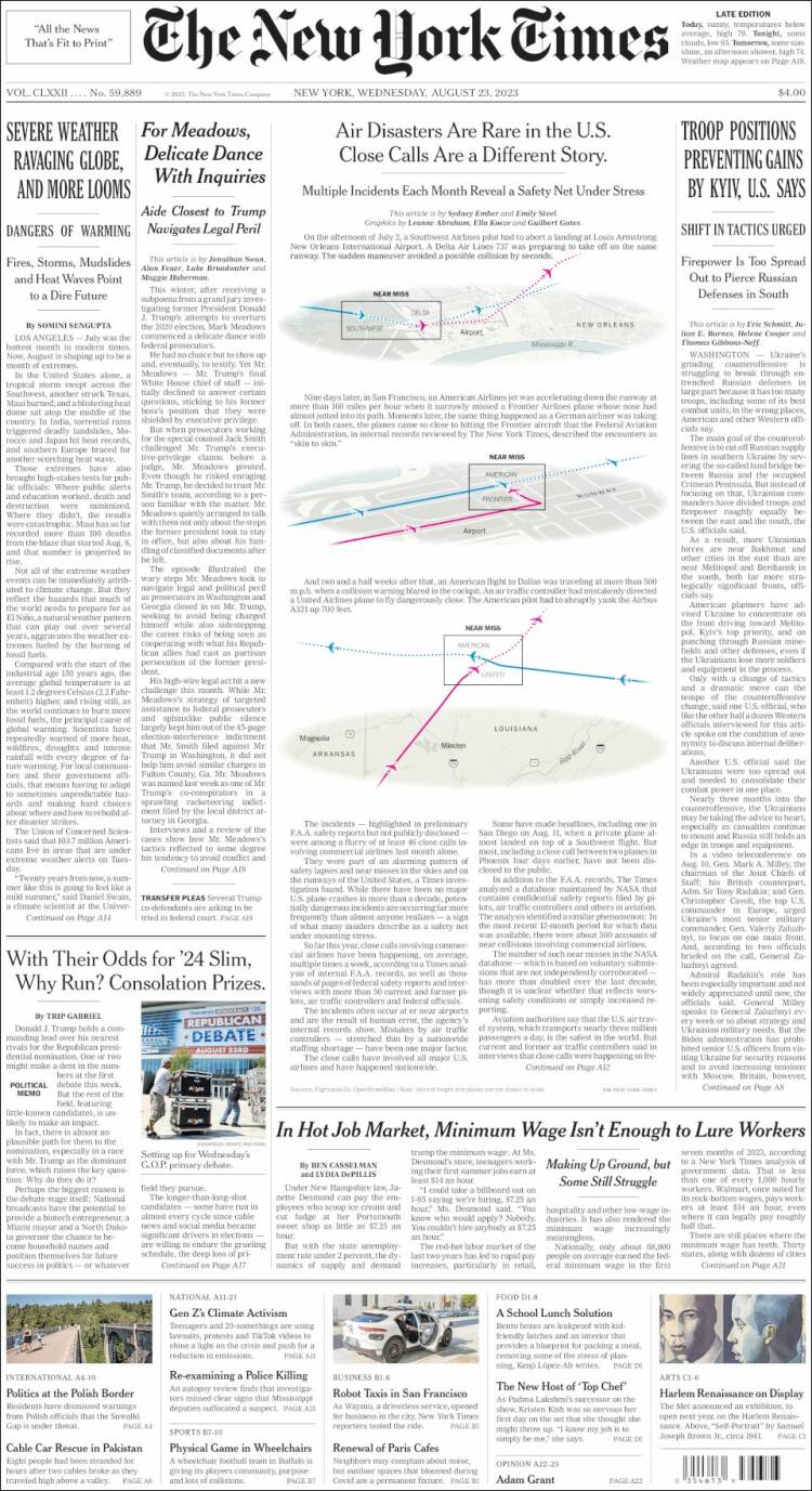 Portada de New York Times (USA)