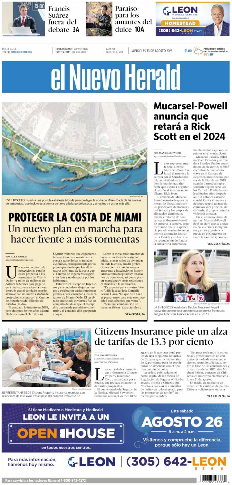 Portada de El Nuevo Herald (USA)