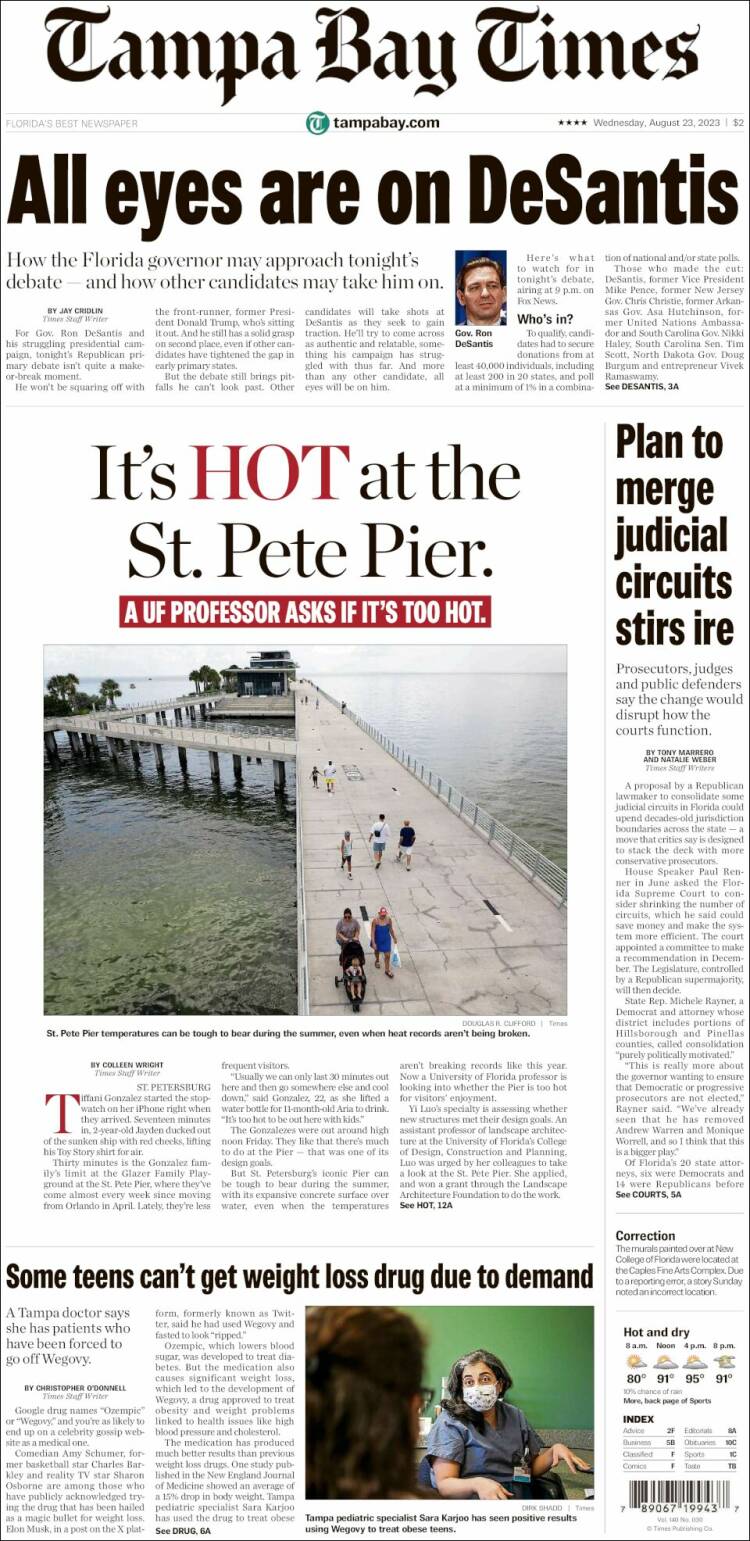 Portada de Tampa Bay Times (USA)