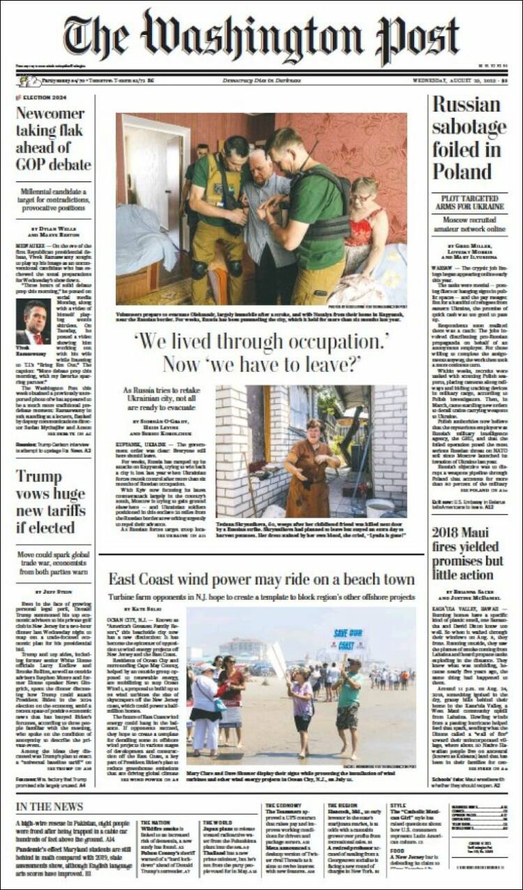 Portada de The Washington Post (USA)