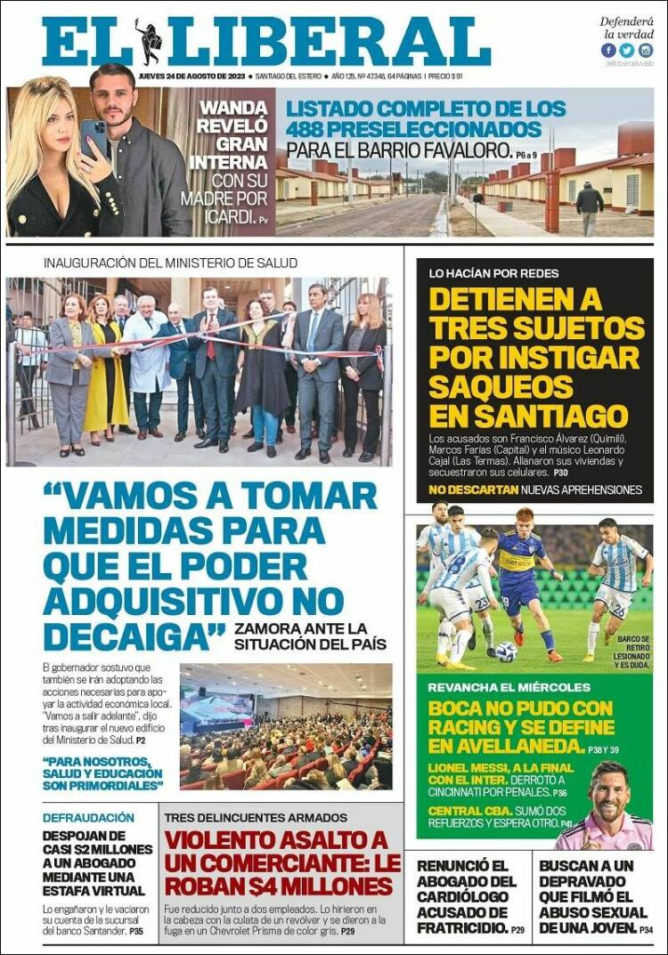 Portada de Diario El Liberal (Argentina)