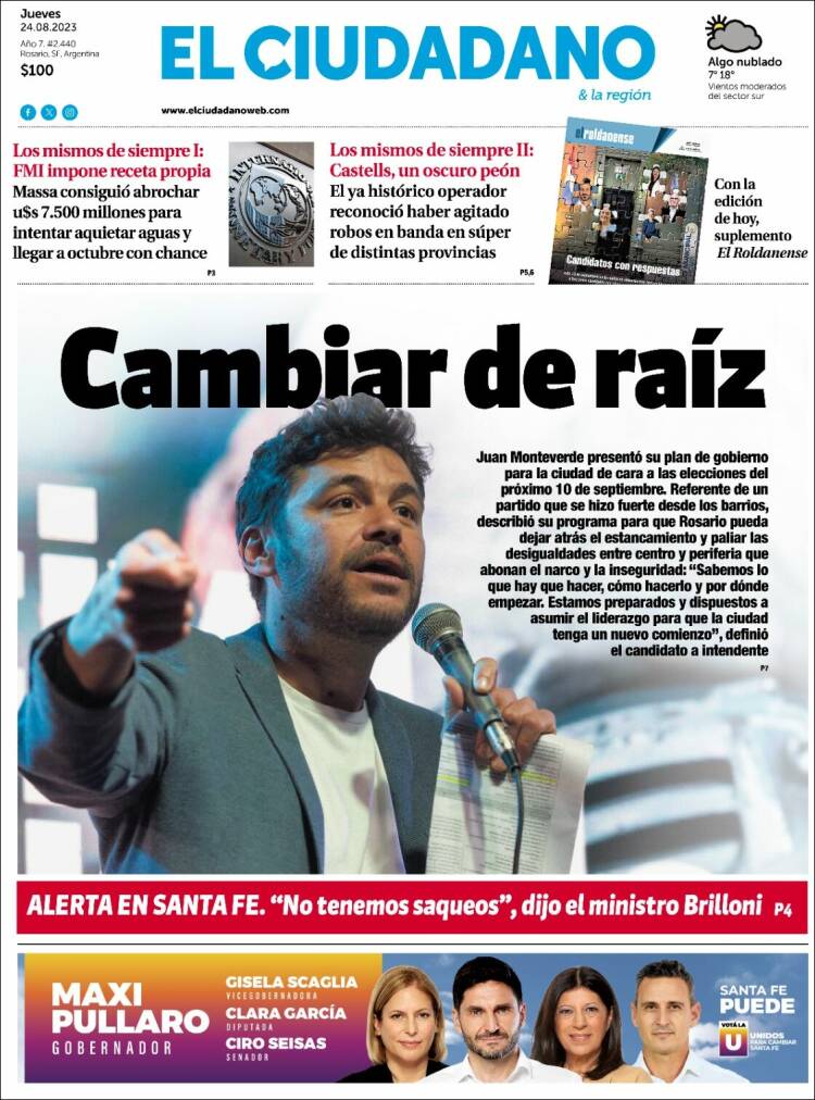 Portada de Diario El Ciudadano (Argentina)