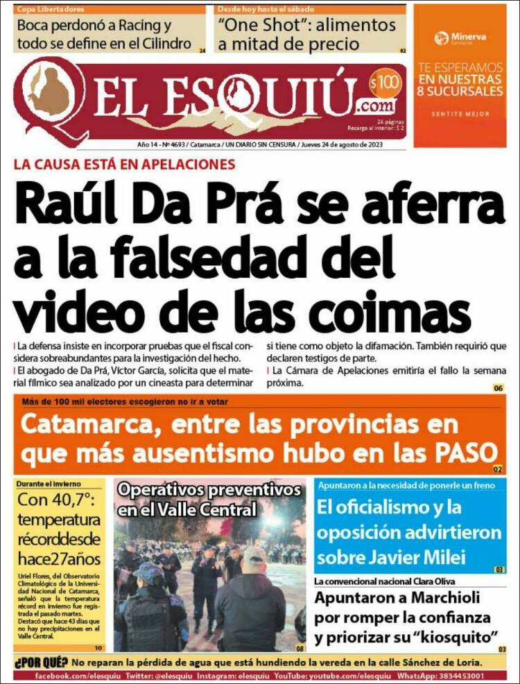 Portada de El Esquiu (Argentina)