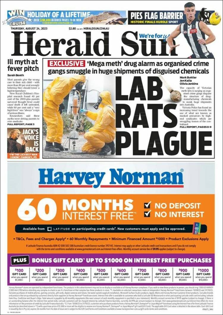 Portada de Herald Sun (Australia)