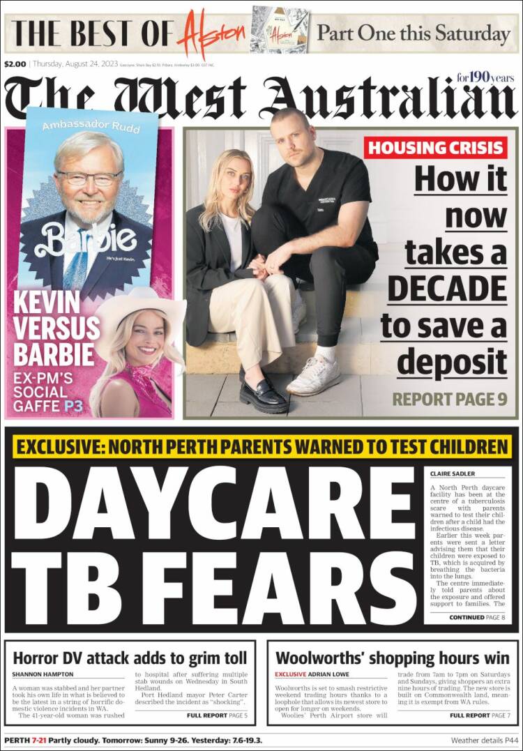 Portada de The West Australian (Australia)