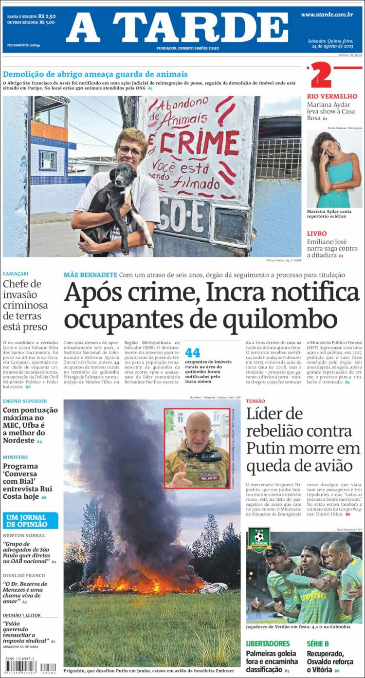 Portada de Diário A Tarde (Brasil)