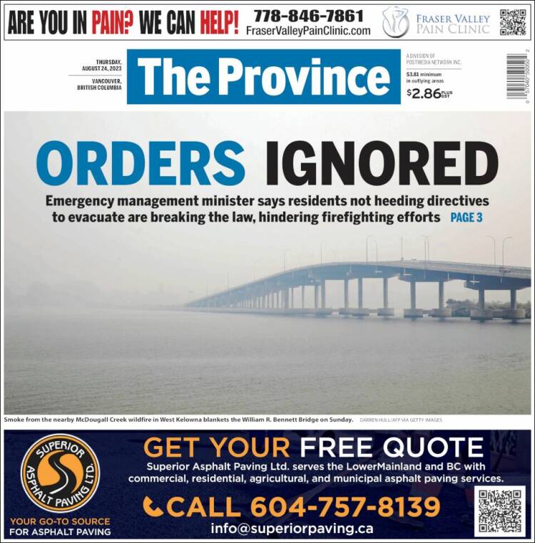 Portada de The Province (Canadá)