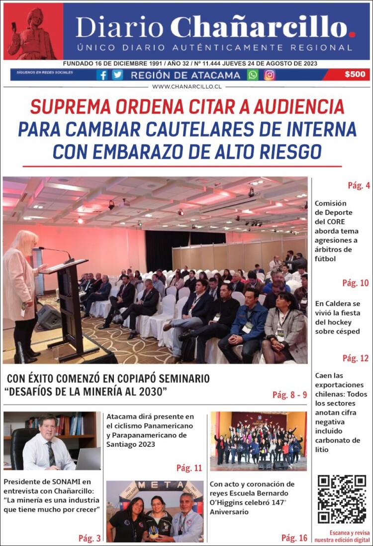 Portada de Diario Chañarcillo (Chile)