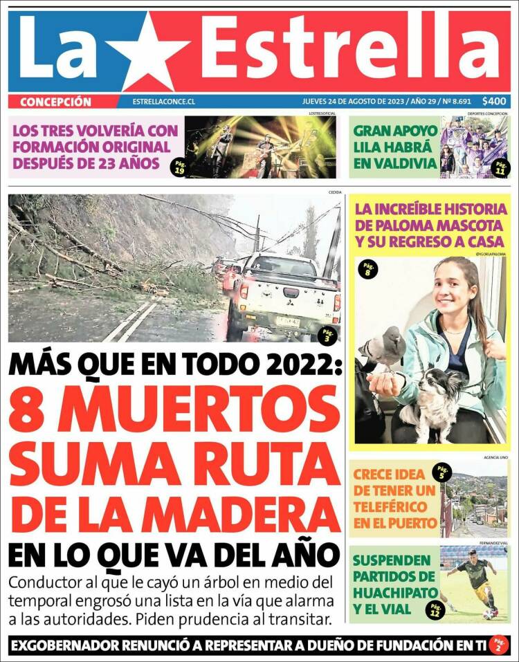 Portada de La Estrella de Concepción (Chile)