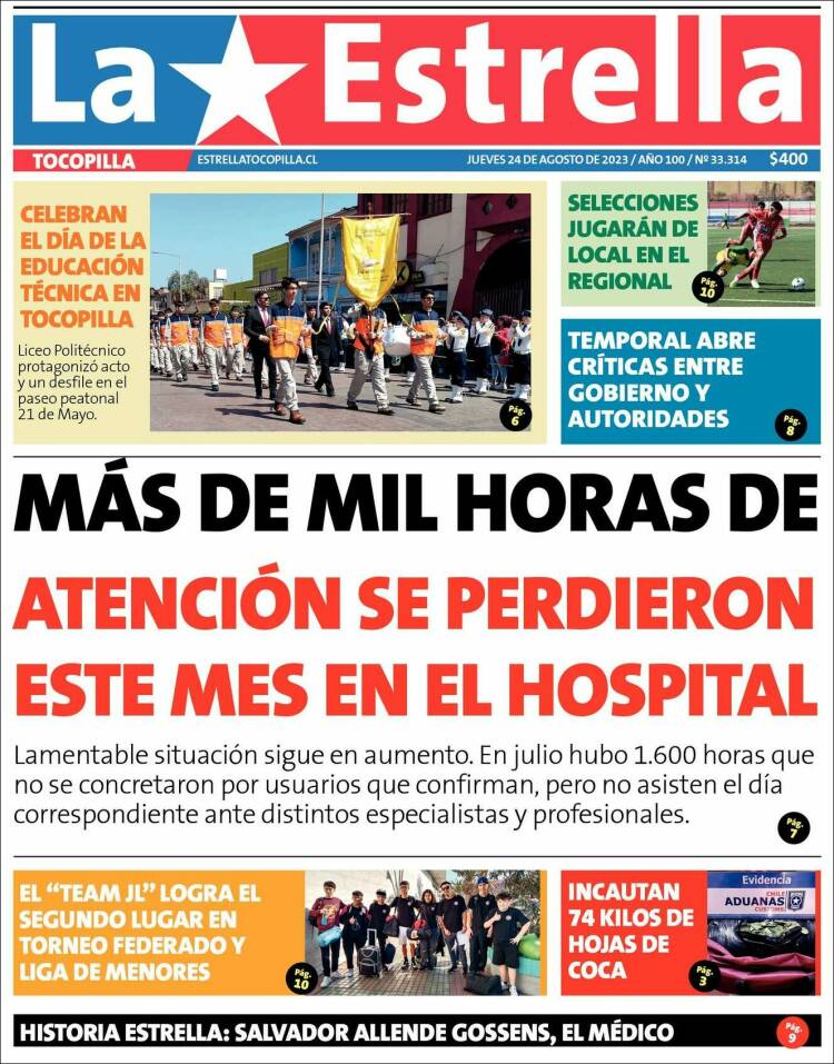 Portada de La Estrella de Tocopilla (Chile)