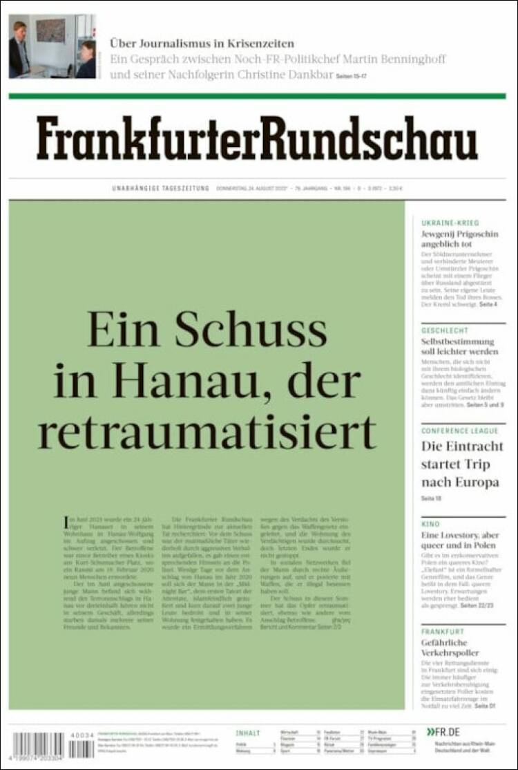 Portada de Frankfurter Rundschau (Alemania)