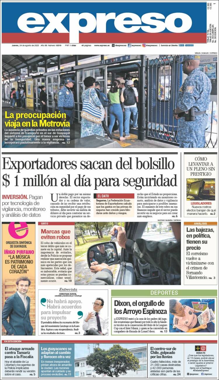 Portada de Expreso (Ecuador)