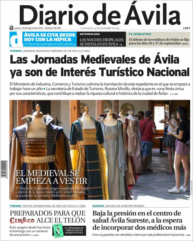 Portada de Diario de Ávila (Espa&ntilde;a)