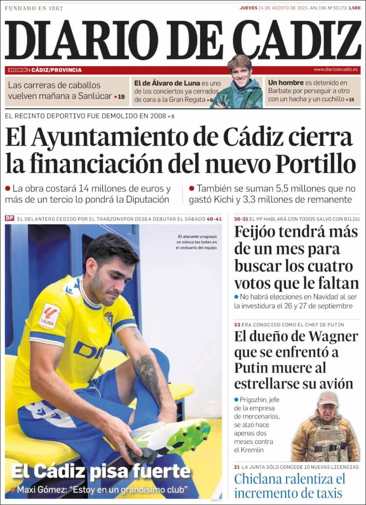 Portada de Diario de Cádiz (Espa&ntilde;a)