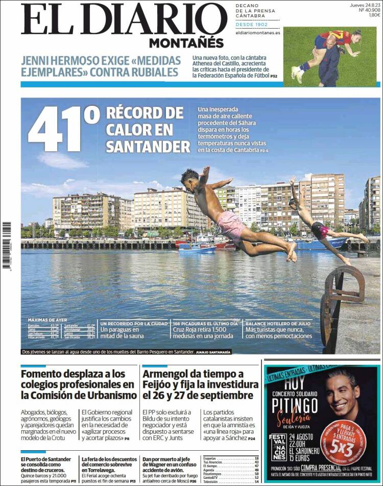 Portada de El Diario Montañés (Espa&ntilde;a)
