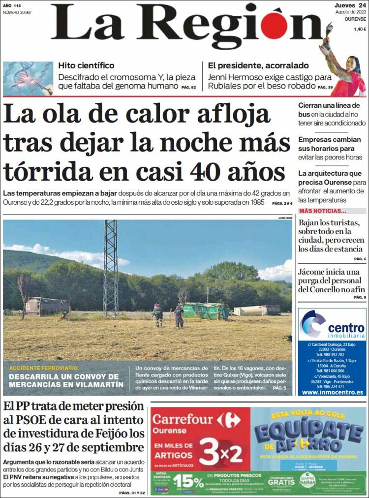 Portada de La Región de Ourense (Espa&ntilde;a)