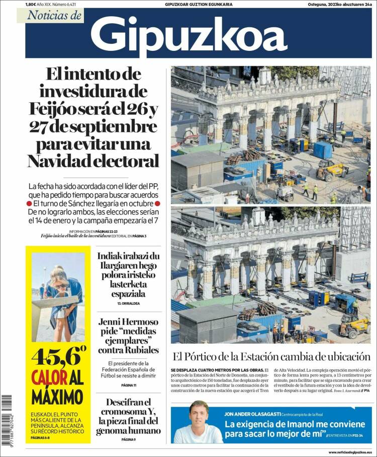 Portada de Noticias de Gipuzkoa (Espa&ntilde;a)