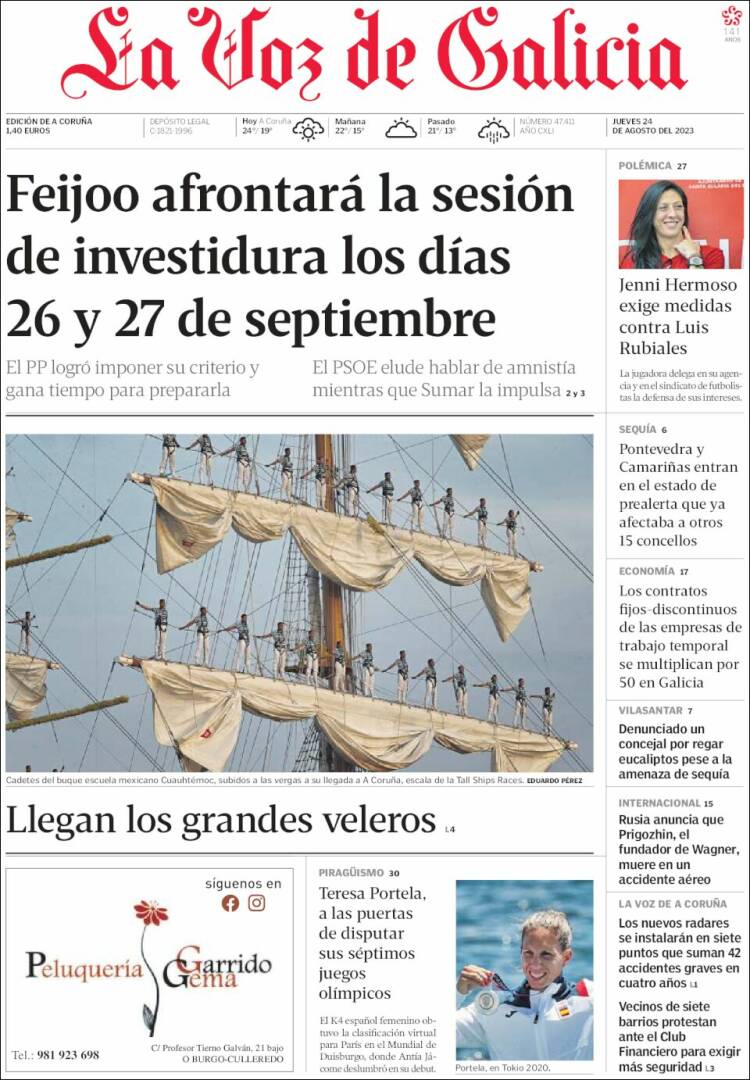 Portada de La Voz de Galicia (Espa&ntilde;a)