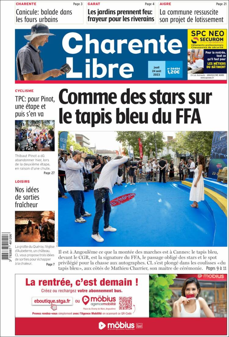 Portada de Charente Libre (Francia)