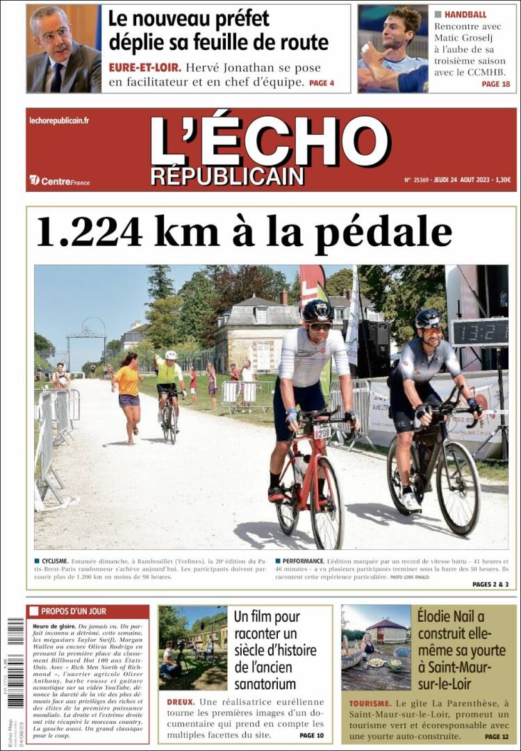 Portada de L'Echo Républicain (Francia)