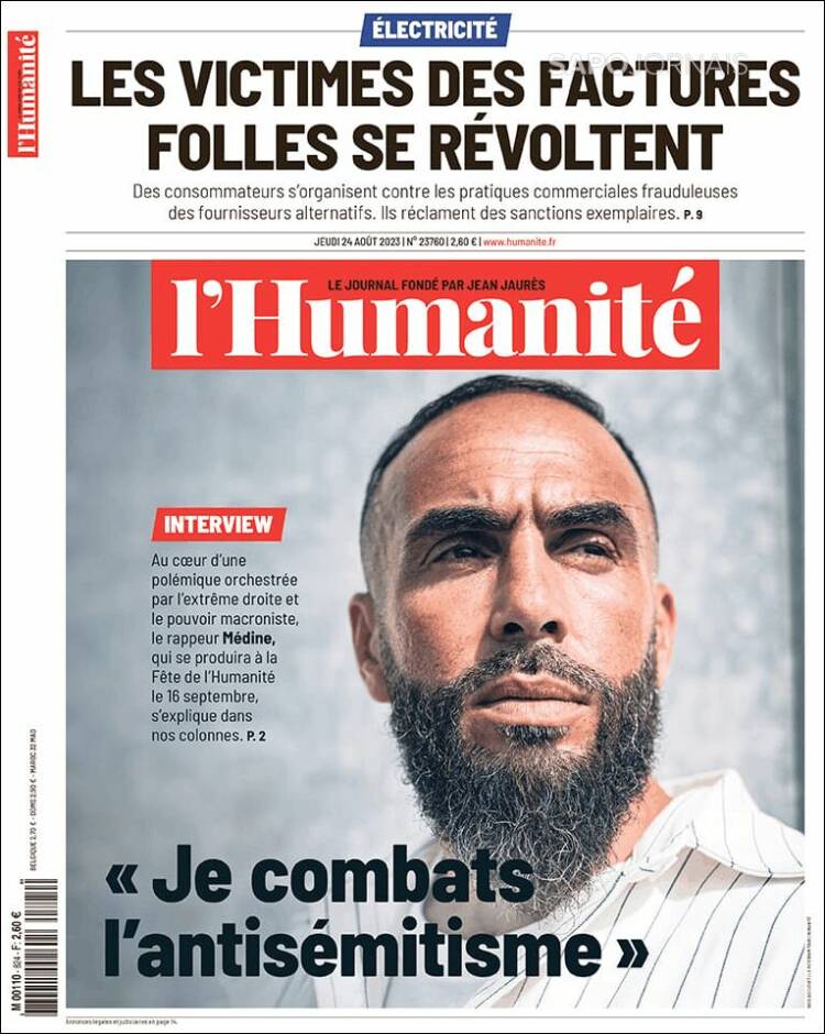 Portada de l'Humanite (Francia)