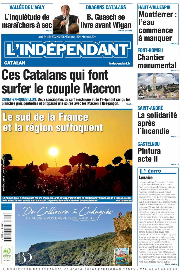 Portada de Le Indépendant (Francia)