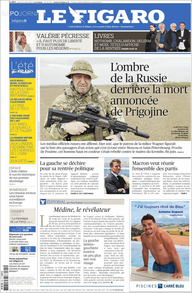 Portada de Le Figaro (Francia)