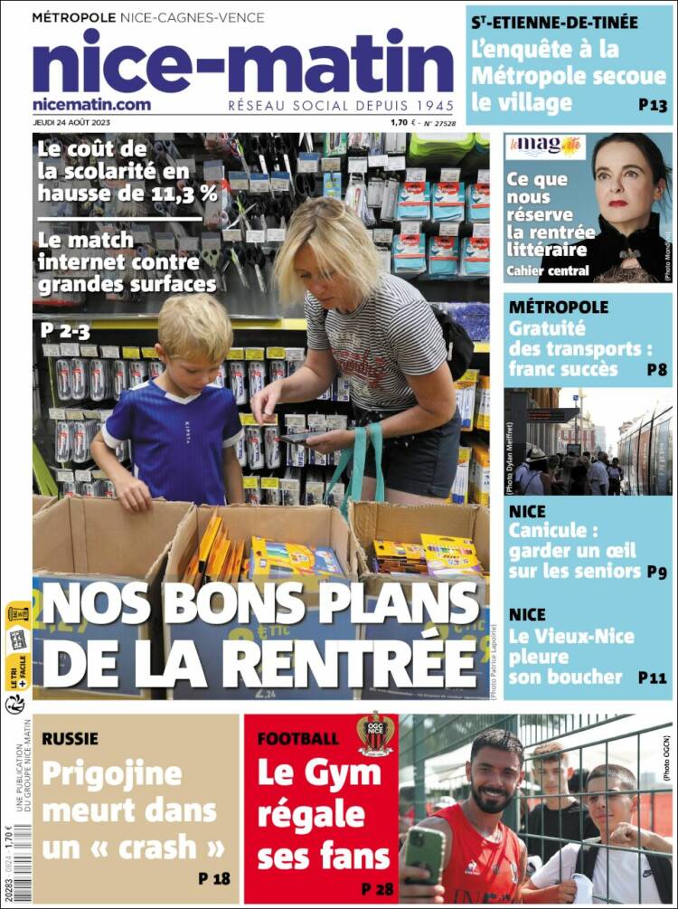 Portada de Nice-Matin (Francia)