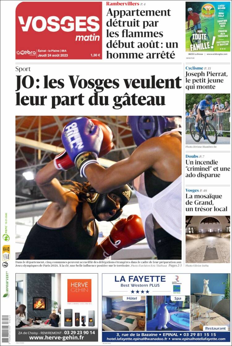 Portada de Vosges Matin (Francia)