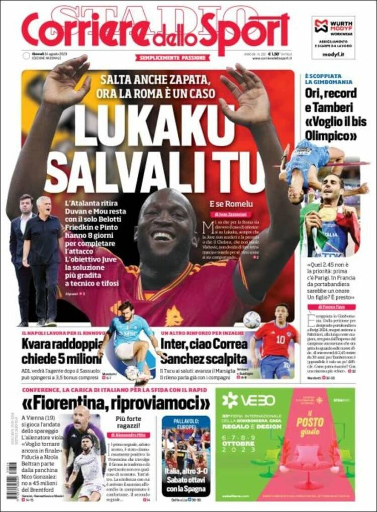 Portada de Corriere dello Sport (Italia)