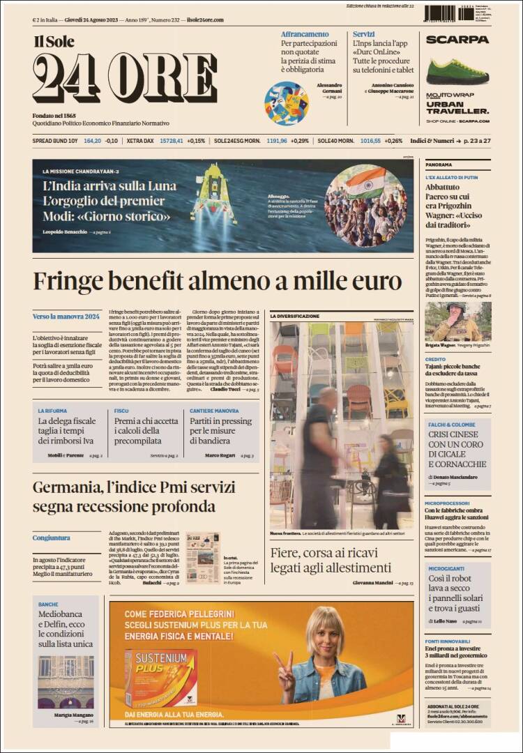Portada de Il Sole 24 ORE (Italia)