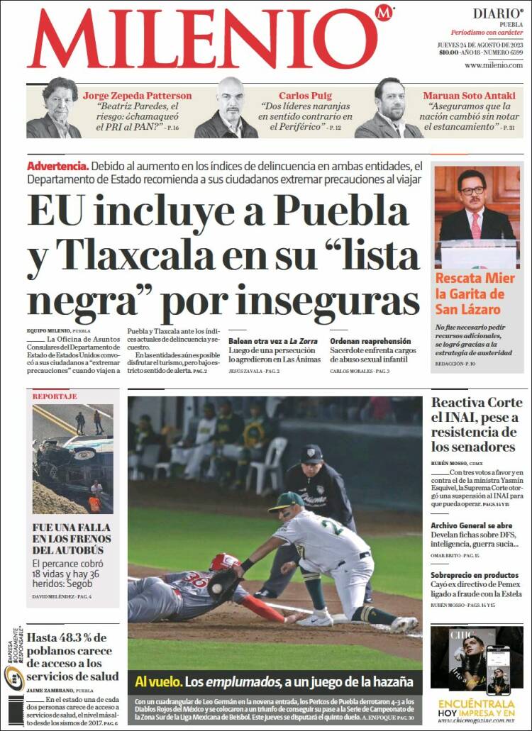 Portada de Milenio de Puebla (M&eacute;xico)