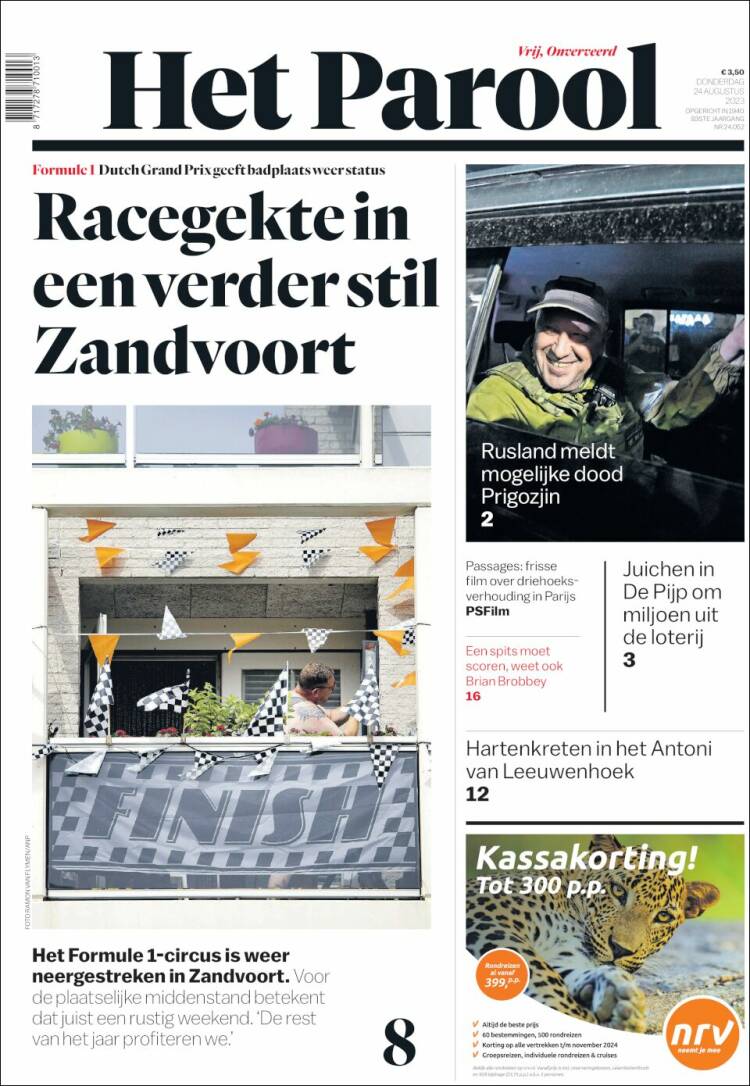 Portada de Het Parool (Pa&iacute;ses Bajos)