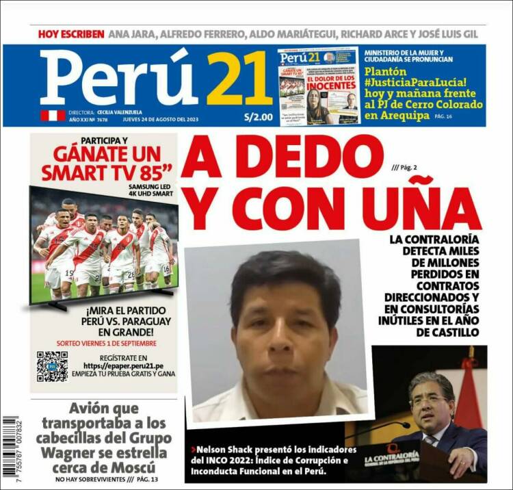 Portada de Perú 21 (Per&uacute;)