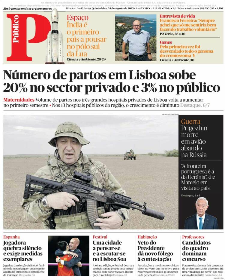 Portada de Público (Portugal)