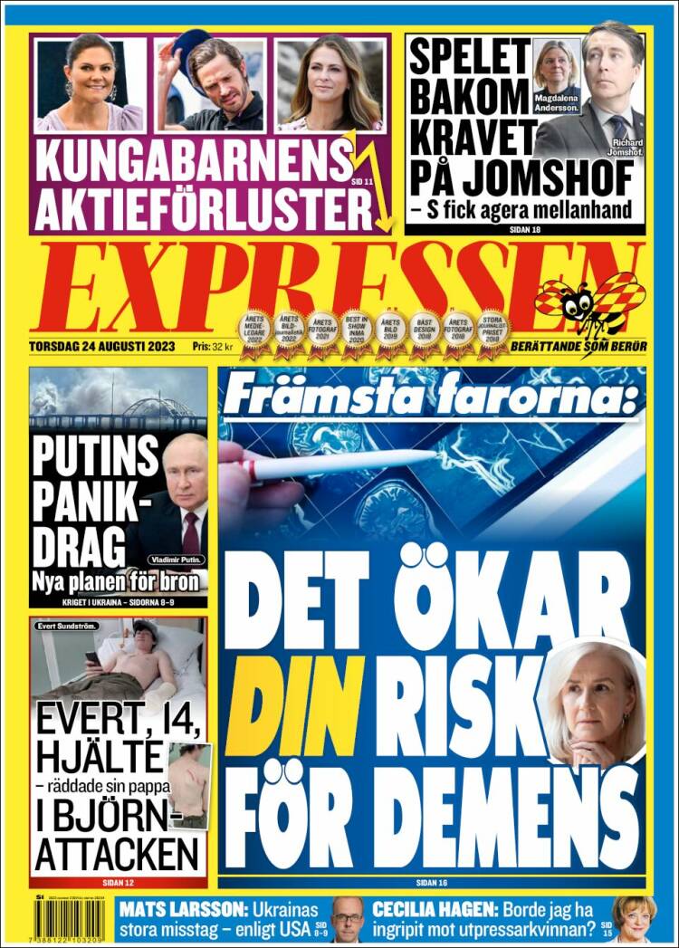 Portada de Expressen (Suecia)