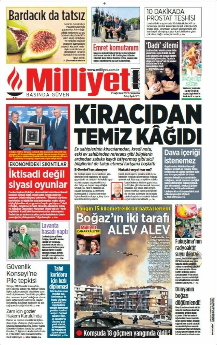 Portada de Milliyet (Turqu&iacute;a)
